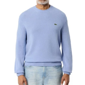 Lacoste Herren Langarm Rundhals Pullover Sweater 100% Wolle Übersicht Blau 2XL - Bild 1 von 5