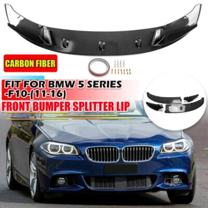 Carbon Fiber Front Bumper Splitter Lip For 2011-2016 BMW F10 5 Series M Sport , - Picture 1 of 11
