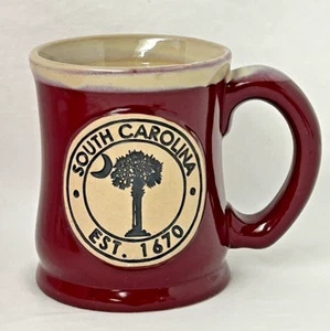 South Carolina Pottery Mug Brown Palm Tree Cresent Moon Est. 1670 - Picture 1 of 7