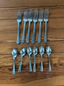 Antique Malabar Silver Plated 6 Tea Spoons & 6 Forks Heavy Tarnish - Picture 1 of 3
