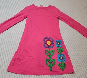 Girls Hanna Andersson Pink Long Sleeve Cotton Dress Ruffle Flowers sz 150 = 12 - Picture 1 of 11