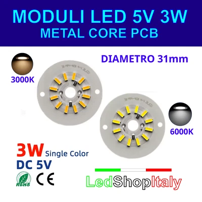 Modulo Pannello LED 5V 3W luce bianca forma rotonda - prodotti personalizzati - Immagine 1 di 3