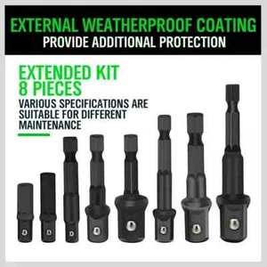 8Pcs Socket Adapter Impact Hex Shank Drill Bits Power Extension Bar 1/4 3/8 1/2 - Picture 1 of 6