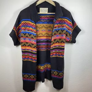 Rachel Roy Women Med Open Front Cardigan Duster Multicolor Aztec Western Cowgirl - Picture 1 of 5