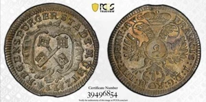 1754 Germany Regensburg Silver 2 Kreuzer PCGS MS66 Sole finest at PCGS. - Picture 1 of 2