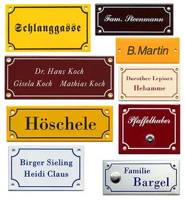 Emaille-Namensschild-6 Größen-10 x 4 bis 18 x8 cm-Schild-Email-Türschild-Klingel - Bild 1 von 4