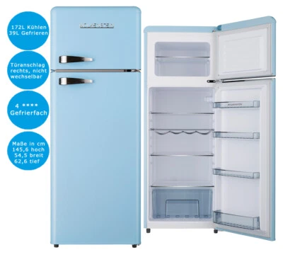 Retro Kühl-Gefrierkombination Wolkenstein Blau 211 L freistehend. CV-WARE! - Bild 1 von 4