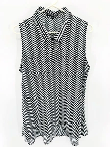 AVA & GRACE schwarz/weiße ärmellose Bluse mit Chevron-Muster und Kragen Gr. XL - Bild 1 von 6