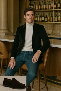 Ralph Lauren Men Black Velour Blazer Sport Coat Jacket 43R Quiet Luxury - Picture 1 of 12