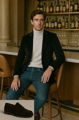 Ralph Lauren Men Black Velour Blazer Sport Coat Jacket 43R Quiet Luxury - Image 1 of 4