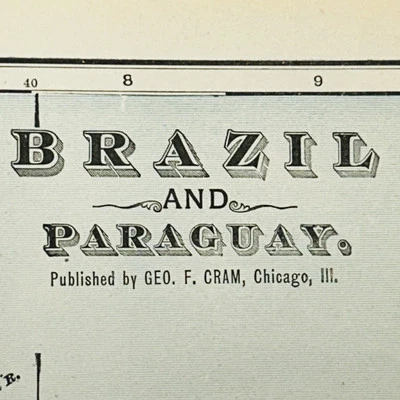 Antique Brazil Paraguay Map 1901 Rio De Janeiro Salvador Original 14” X 22” - Image 1 of 4