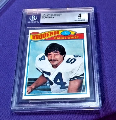 1977 TOPPS MEXICAN RANDY WHITE BLANK BACK   BGS 4  #342 DALLAS COWBOYS - Image 1 of 4