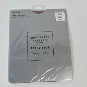 Silky Sheer Support Thigh Highs Comfort Stay Up Band Beige 9-12 Tall Hosiery - Picture 1 of 4