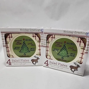 Set Of 8 - New Canterbury Holiday Greetings 8" Salad Plates Holiday Decor - Picture 1 of 5