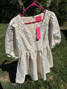 Lilly Pulitzer Women’s size 8 Puff Sleeve Ivory & Gold Jacquard Dress - Picture 1 of 4