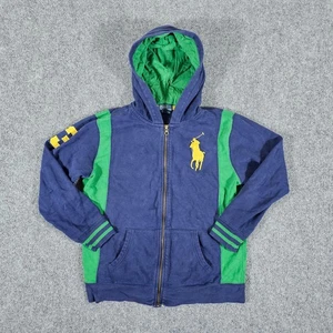 Polo Ralph Lauren Full Zip Big Pony #3 Hooded Sweatshirt Blue Youth Size L 14-16 - Picture 1 of 7