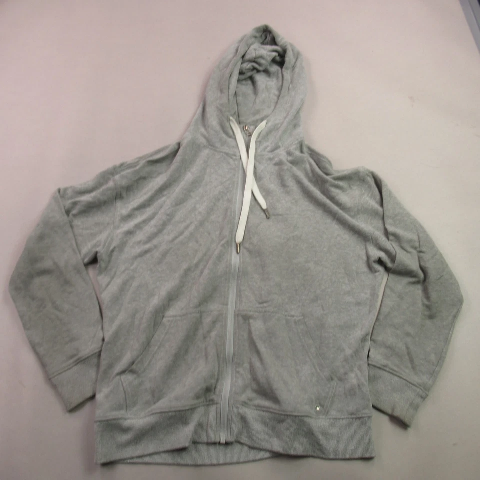 Chaqueta Prana Mujer Grande Cremallera Completa Manga Larga Exterior Ligera Gris Con Capucha Foto 1 de 4