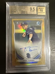 2014 Bowman Chrome Draft Trea Turner 1ST Gold Refractor 50/50 BGS 9.5 GEM MINT - Picture 1 of 4