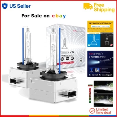 HID Xenon Headlight Bulb 8000K 35W High Low Beam Replacement Pack of 2 - Image 1 of 4