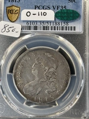 1813 Capped Bust 50c Pcgs VF 35 And Cac Approved ! O-110 - Image 1 of 4