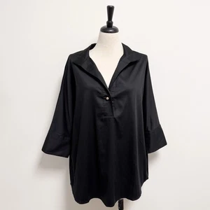 Top Tuckernuck Negro Manga 3/4 Dolman Cuello en V Botón Dorado Gran Tamaño Sauce Nuevo L - Imagen 1 de 9