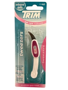 #11460 TRIM Curved Slant Tip Tweezers Enhance Visibility Ergonomic Grip Eye Care - Picture 1 of 1