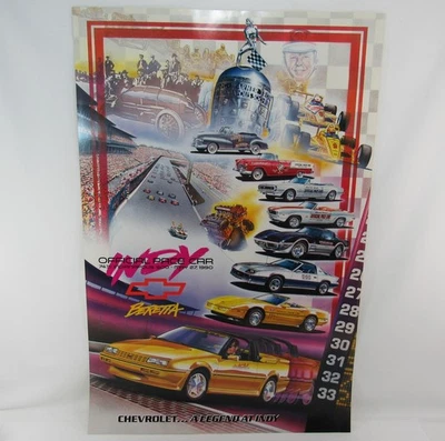 Póster de coleccionista Indy 500 Chevrolet Pace Car 1990 tamaño 23" x 35" Foto 1 de 4