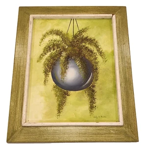 Judy Jo Bruton Vintage Oil Painting On Canvas Signed 20x16 Wood Framed Fern - Picture 1 of 15