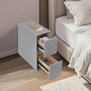 Modern Nightstand Bedside Table Small Narrow Nightstand W/ 2 Drawers 20*39*47cm - Picture 1 of 24