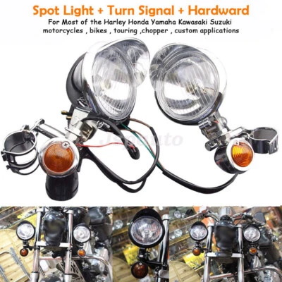 Barra de luz de neblina ponto de passagem para motocicleta com sinal de seta para Harley Touring - Imagem 1 de 4