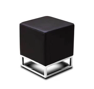 Bauhaus leather ottoman, stool, footstool 45 x 37 x 37 cm. Leather dark brown - Picture 1 of 1