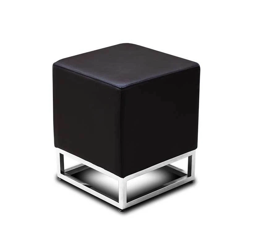 Bauhaus leather ottoman, stool, footstool 45 x 37 x 37 cm. Leather dark brown - Image 1 of 1