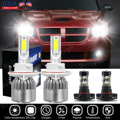 Para Dodge Caliber 2007-2012 - 6000K LED Faro Alto-Lo + Kit de bombillas antiniebla Cantidad 4 Foto 1 de 4