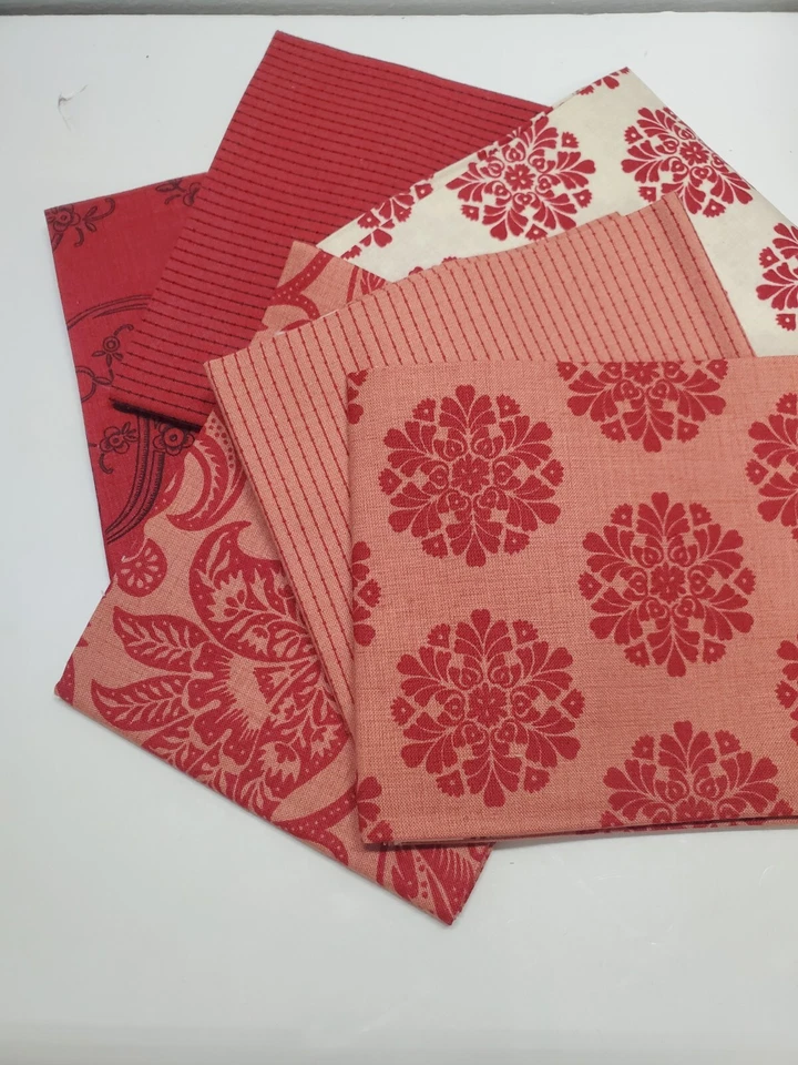 French General Fabric Madame Rouge Moda Reproduction Quilt 6 FAT QUARTER BUNDLE  - Image 1 of 1