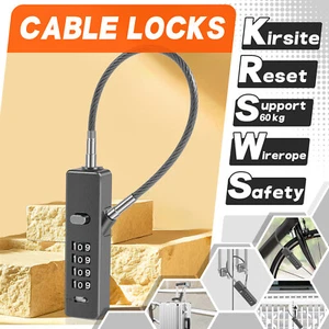 Cable Combination Lock Zinc Alloy 4-Digit Cable Rope Password Lock wi✉ - Picture 1 of 11