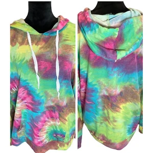 Tie Dyed Hooded Sweatshirt GOOD VIBES on Long Sleeve Size Women’s Large Pullover - Picture 1 of 9