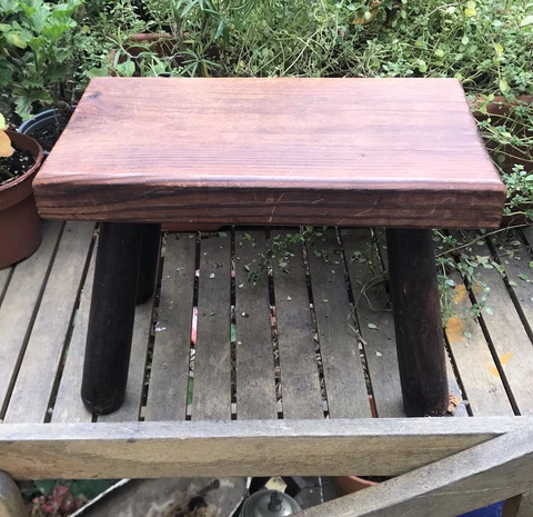 Solid Wood Stool French Farm 4 Legged Milking Hand Craft Rectangular Vintage Cover