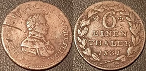 Germany - Hesse-Kassel - Wilhelm II - 1/6 Thaler Silver 1831! KM #579 - Picture 1 of 1