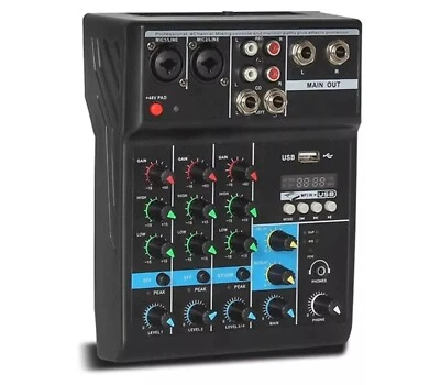 Mixer Controller Audio USB Consolle Professionale 4 canali usb karaoke dj SJ-04 - Image 1 of 4