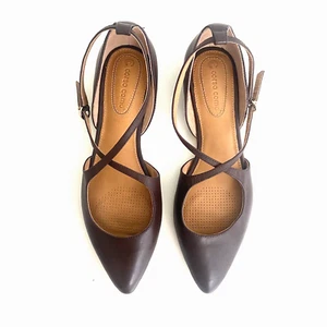 Corso Como Tish Flat Shoes Brown Leather Pointed Toe Sz 8M Criss Cross Strap - Picture 1 of 9