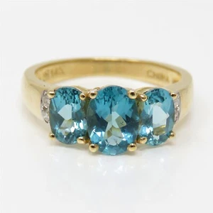 NYJEWEL 14k Yellow Gold Blue Stone & Diamond Ring - Picture 1 of 4