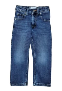 Size 4 Lee Dungaree Slim, Straight Leg Dark Wash Adjustable Waist Boys Jeans - Picture 1 of 5