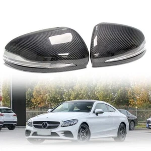 Carbon Fiber Wing Rear View Mirror Cover Gaps Replace Trim For Mercedes W205 - Picture 1 of 15