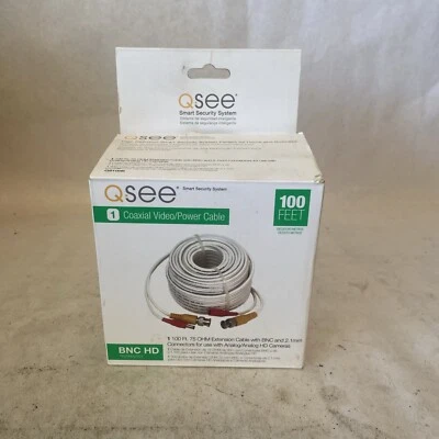 Q-See BNC Coaxial Video & Power Cable, 100 Feet Foot Extension Cord NEW - Image 1 of 4