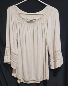 Neu mit Etikett Daniel Rainn Korah Stricktop Rundhalsausschnitt 3/4-Ärmel XL beige - Bild 1 von 4