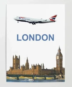 British Airways Boeing 747 over London Art - 30" x 40" Poster - Picture 1 of 1