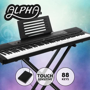 Alpha 88 Keys Digital Piano Keyboard Electronic Electric Keyboards + Stand - Picture 1 of 11