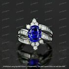 Halo Engagement Ring 14k White Gold Plated 3ct Oval Cut Lab-created Tanzanite