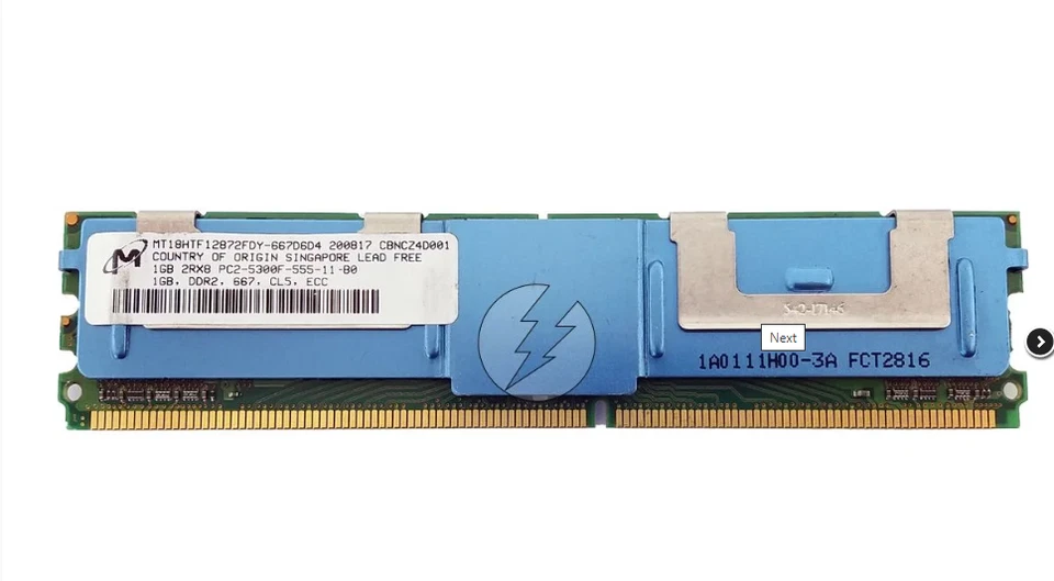 Micron 16GB (16X1GB) PC2-5300F DDR2-667 ECC SERVER RAM MT18HTF12872FDY-667D6D4 - image 1 of 1