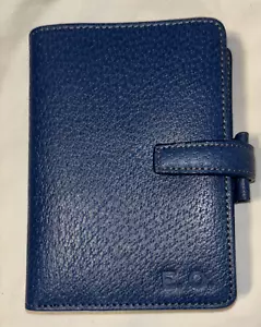 Filofax Personal Agenda Pimlico Teal Blue Leather 6 Ring Planner Organizer VTG - Picture 1 of 9